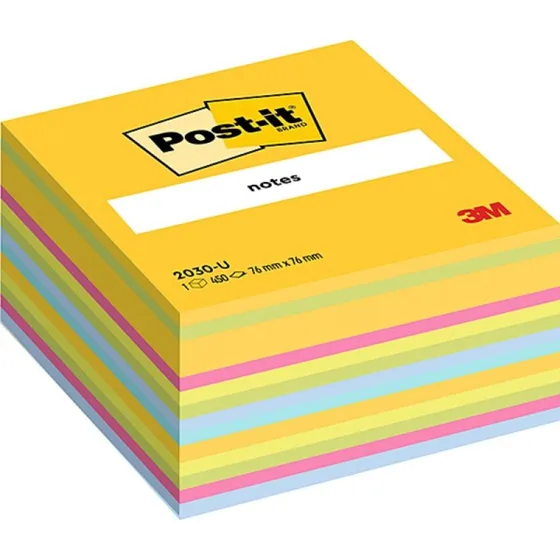 3M Post-it Cube 2030U 76x76 mm, 450 arkuszy, mix kolorów