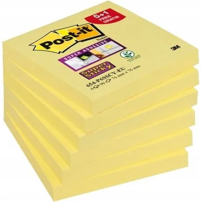 3M POST-IT 76x76mm żółty 90k Super Sticky