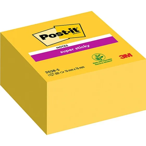3M Post-it Super Sticky Cube 76x76 mm, żółty, 350 arkuszy
