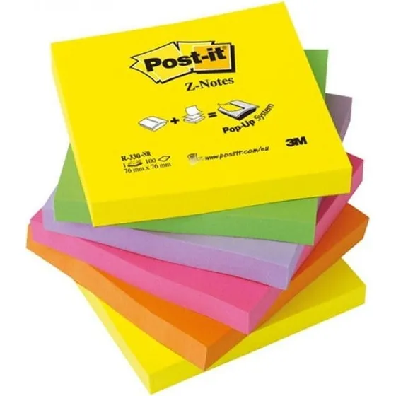 3M Post-it Z-Notes 76x76mm neonowe 6x100k R330-NR