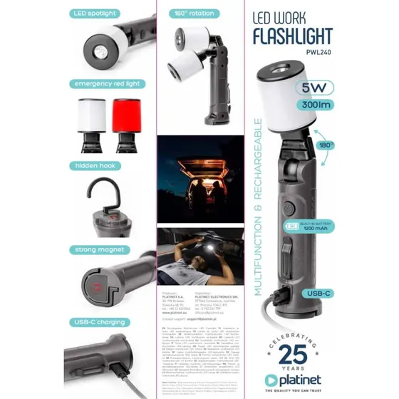 Platinet Work Lamp LED 5W 1200 mAh [46174]