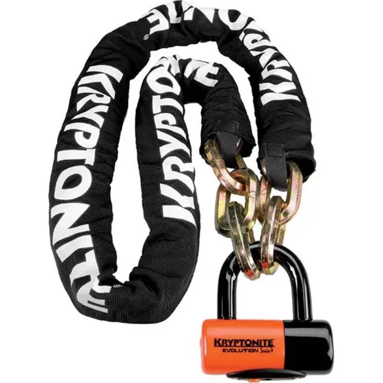 Kryptonite New York Chain 1210 z blokadą Evolution Disc Lock, 100 cm, biały/pomarańczowy/czarny