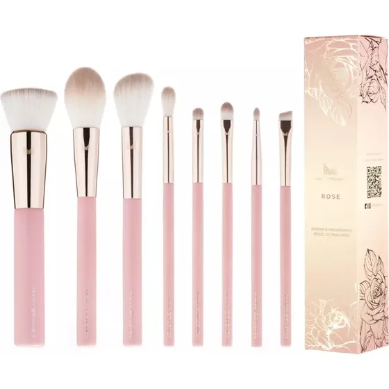Many Brushes Rose – Zestaw 8 wegańskich pędzli do makijażu