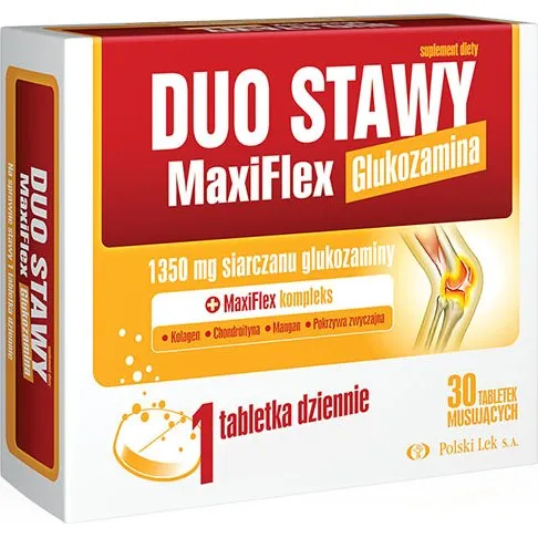 Maxiflex Glukozamina Duo Stawy, 30 tabletek musujących, smak pomarańczowy
