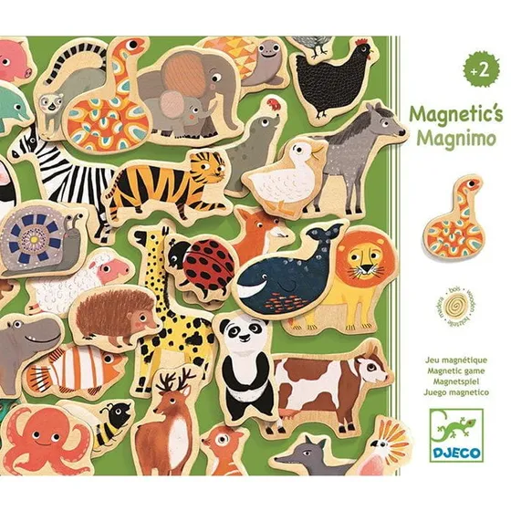 DJECO Drewniane Magnesy Zwierzęta 36 sztuk