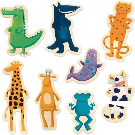 DJECO 03111 Drewniane Puzzle Magnetyczne Zwierzęta 24 elementy