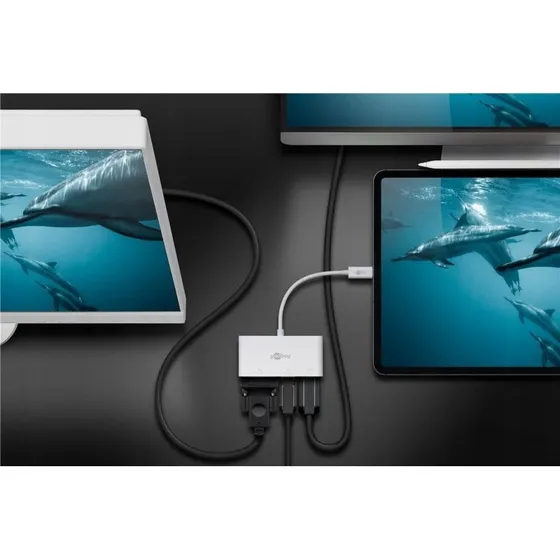 Goobay Multi Adapter USB-C™ VGA/DisplayPort/HDMI Biały