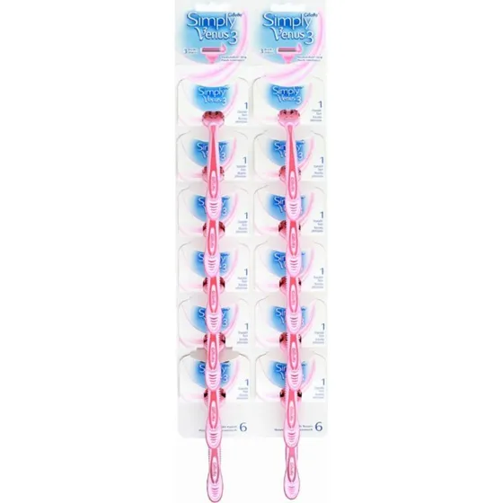 Gillette Simply Venus 3, maszynka do golenia dla kobiet, 12 sztuk