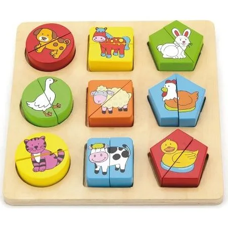 Viga Toys Puzzle Edukacyjne Zwierzęta 2w1