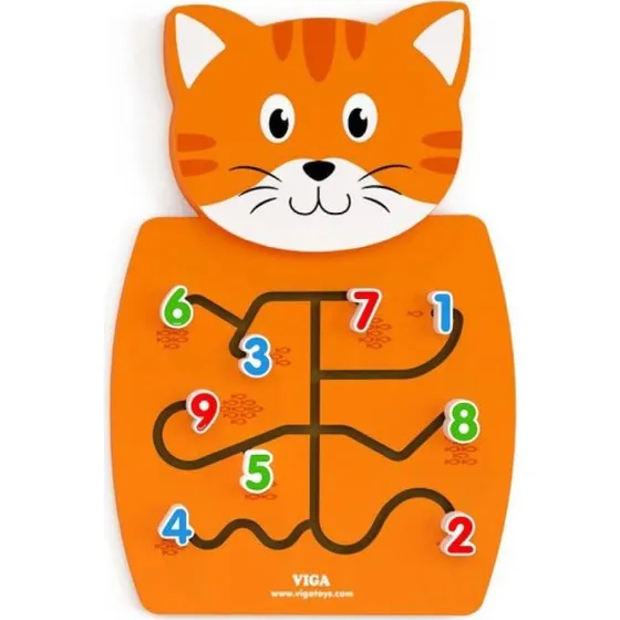 Viga Toys Kotek - Drewniana Tablica Manipulacyjna Montessori