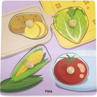 VIGA Drewniane Puzzle z Pinezkami Warzywa 44598