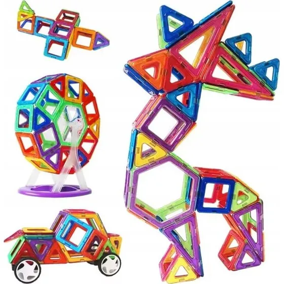 ADG.IH Klocki Magnetyczne 3D 128 szt. Kolorowe Konstrukcyjne