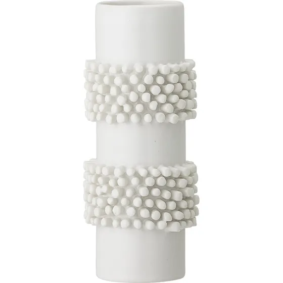 Bloomingville Wazon Barrit 20,5 cm biały kamionka