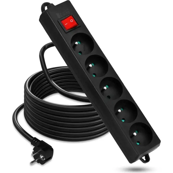 Energia 5Gniazd 10M 2500W z Włącznikiem 3x1,5mm²