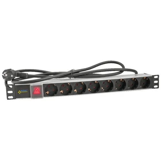 Pulsar RALZ/F 8 gniazd Schuko 230V AC RACK 19" 1U
