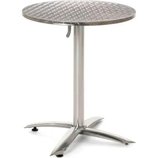 Aluminiowy składany stół bistro 60 cm srebrny