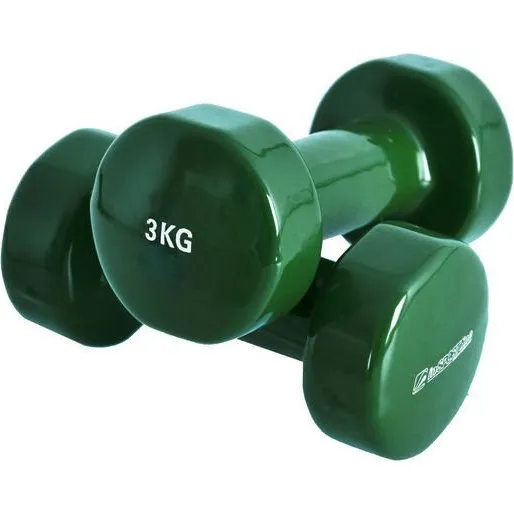inSPORTLINE Hantle Winylowe 2x3 kg, Ciemnozielone