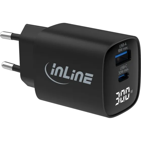 InLine® GaN 30W USB PD 2-Port z wyświetlaczem