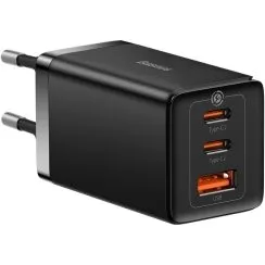 Baseus GaN5 Pro 65W, 2xUSB-C + USB, czarna/biała
