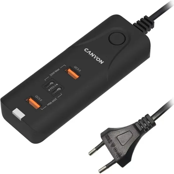 Canyon H-10 Ładowarka 50W USB-C PD20W + USB-A QC3.0 czarna