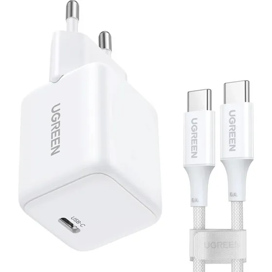 Ugreen X513 30W GaN USB-C 1x + kabel 1m biały