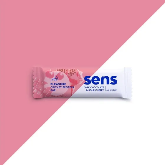 Sens Pleasure Baton Proteinowy z Mąką ze Świerszczy - Gorzka Czekolada i Wiśnia, 40g