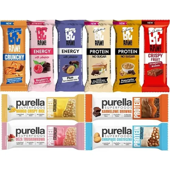 BERAW PURELLA Batony Proteinowe i Energetyczne Mix Smaków 10x
