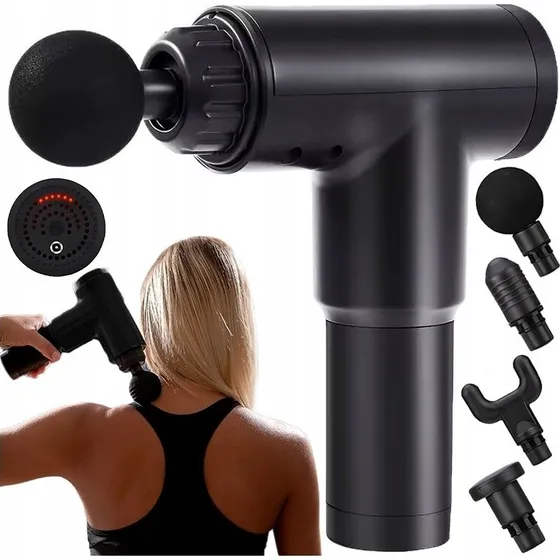 Massage Gun Pro – Mocny Pistolel do Masażu, 6 Poziomów, 4 Końcówki