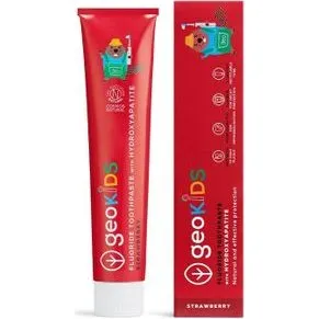 Georganics GeoKIDS Pasta do zębów dla dzieci z fluorem 1350 ppm, truskawkowy, 75 ml