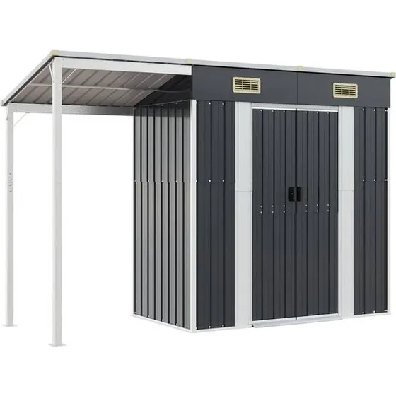 vidaXL Szopa ogrodowa Antracyt, 277x107x181 cm, stal