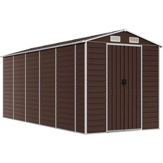 vidaXL Szopa ogrodowa brązowa 191x470x198 cm stal galwanizowana