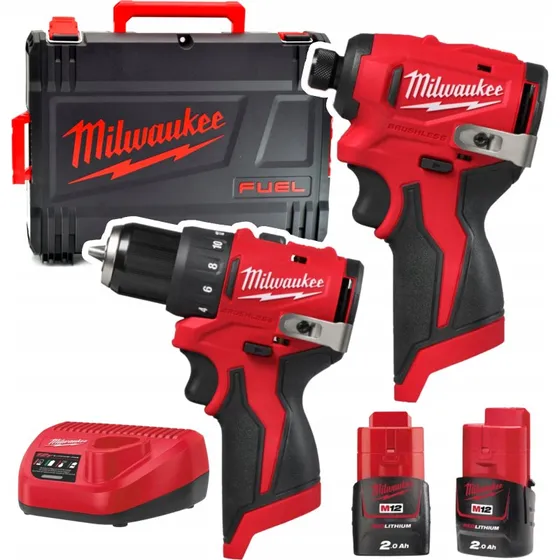 Milwaukee M12 BLPP2D-202X – zestaw wkrętarka bezszczotkowa 2x2Ah