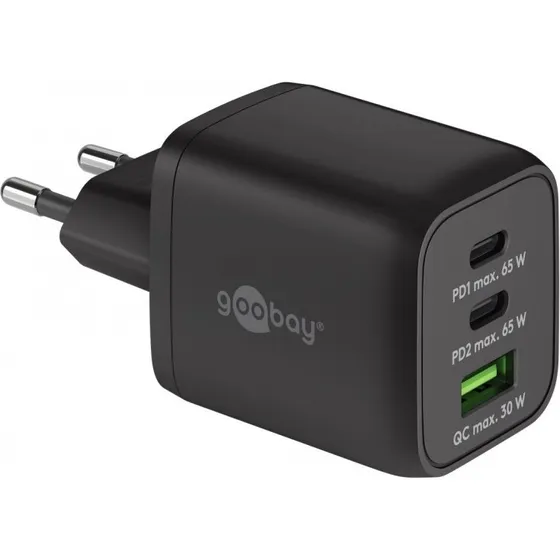 Goobay Ładowarka Nano 65W USB-C PD (2x USB-C, 1x USB-A, czarna)