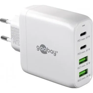 Goobay Wieloportowa Ładowarka USB-C PD 68 W (2x USB-C, 2x USB-A) Biała