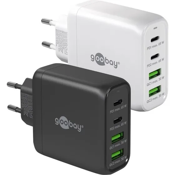 Goobay Wieloportowa Ładowarka USB-C PD 68 W, 2x USB-C, 2x USB-A, czarna