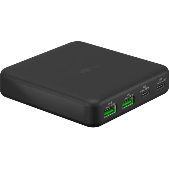 GOOBAY Wieloportowa ładowarka USB-C PD GaN 65 W czarna