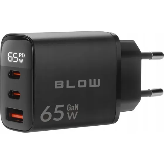 Blow 76-030# Ładowarka GaN 65W USB-Cx2 + USB-A z LCD