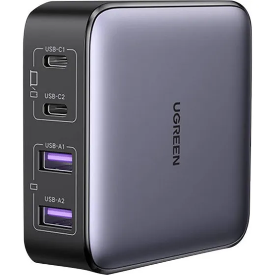 UGreen CD327 Nexode 65W GaN, 2x USB-C, 2x USB-A, szary