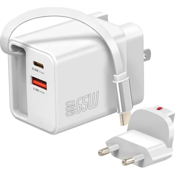 4smarts Flex Jojo 65W GaN 2xUSB-C + USB-A biała z wbudowanym kablem