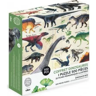 Vilac Puzzle 500 el. Dinozaury z kartami edukacyjnymi