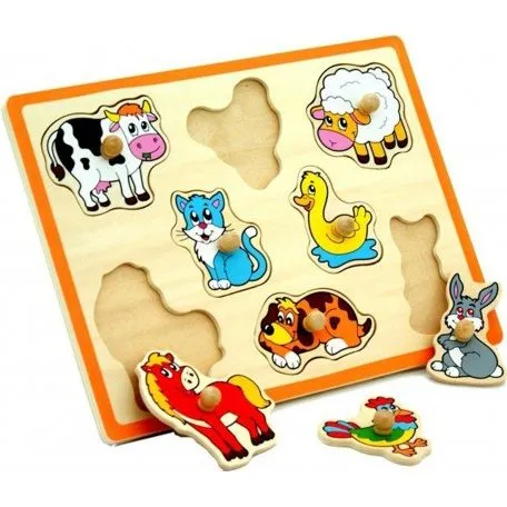 VIGA Drewniane Puzzle Zwierzęta z Farmy 8 elementów