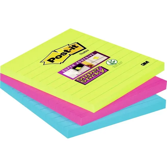 3M Post-it Super Sticky Notes 101x101mm, 3 kolorowe bloczki po 70 szt.