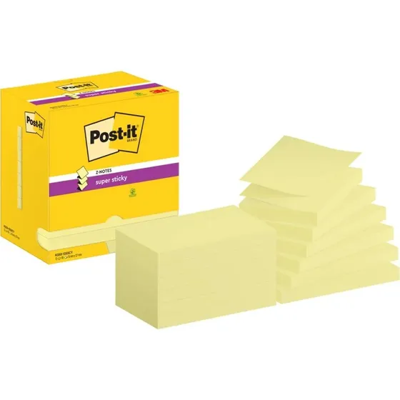 Post-it Super Sticky Z-Notes do Podajnika 76x127mm, 12x90 kart., żółty