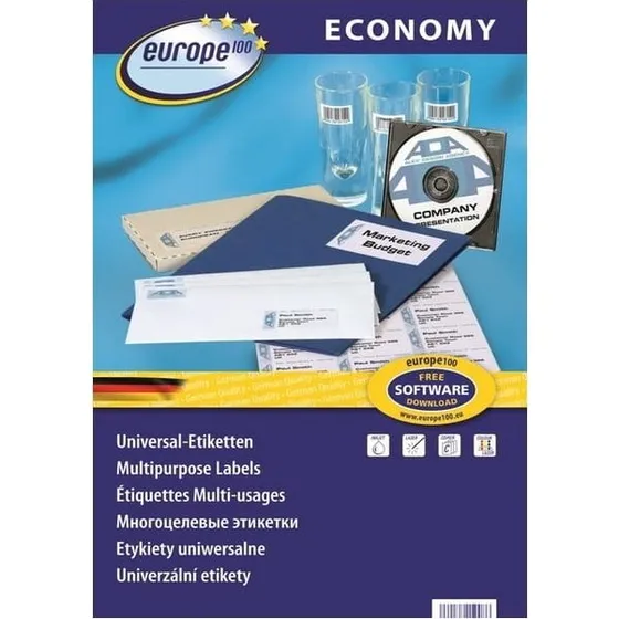 Avery Zweckform Etykiety Economy Europe 70x37 mm, 100 ark./op., białe