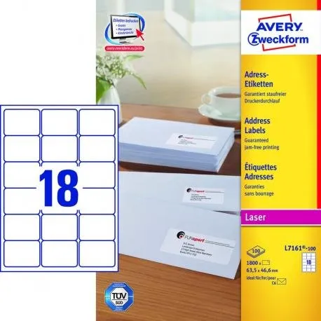 Avery Zweckform QuickPEEL Biała 63,5x46,6 mm, 1800 etykiet