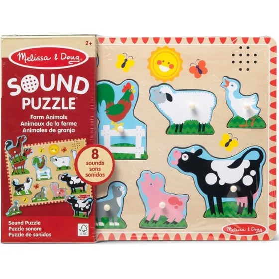 Melissa & Doug Drewniane Puzzle Dźwiękowe Farma 00726