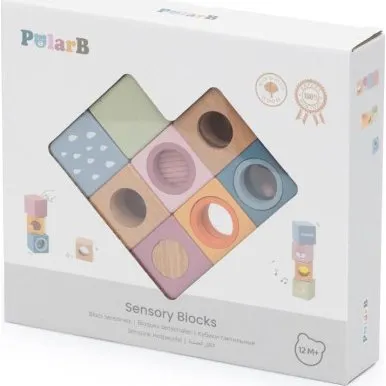 VIGA Drewniane Klocki Sensoryczne PolarB 8 szt.