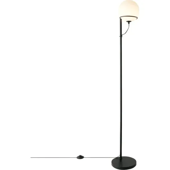 Nordlux Wilson Lampa podłogowa z białym kloszem szklanym, czarna ramka