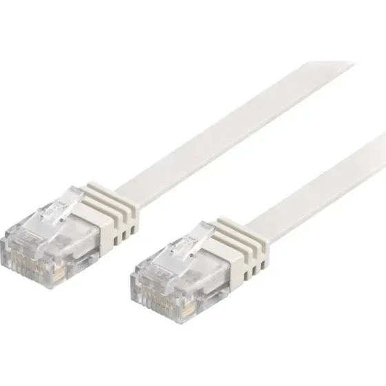 Goobay CAT 6 U/UTP płaski biały 15m z wtykami RJ45