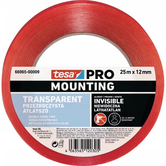 tesa® PRO 66965 Taśma Montażowa Przezroczysta 25x12 mm